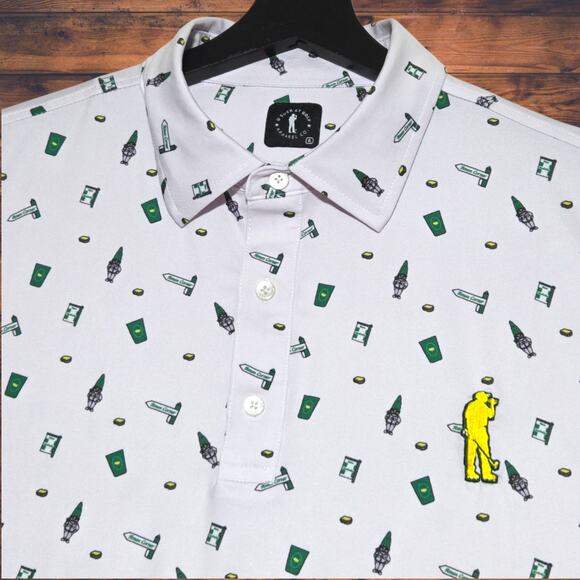USAG U Suck At Golf Performance Golf Polo Men's XL Georgia AOP White Green UPF50 - Picture 1 of 13